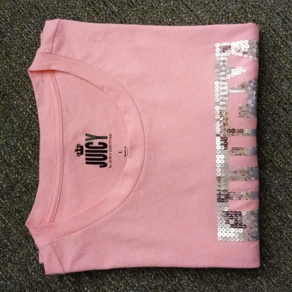 🆕️ 💗Juicy Couture💗 - Pink/Silver Sequin S/S Graphic Tee - Picture 14 of 14